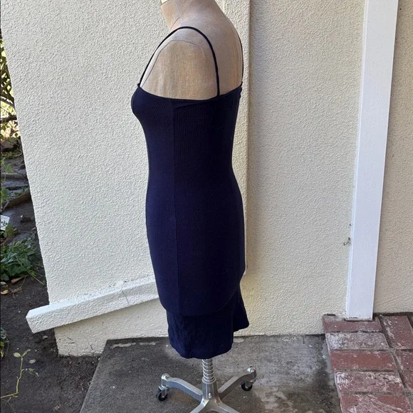 Reformation dark navy blue ribbed bodycon dress - Picture 4 of 8